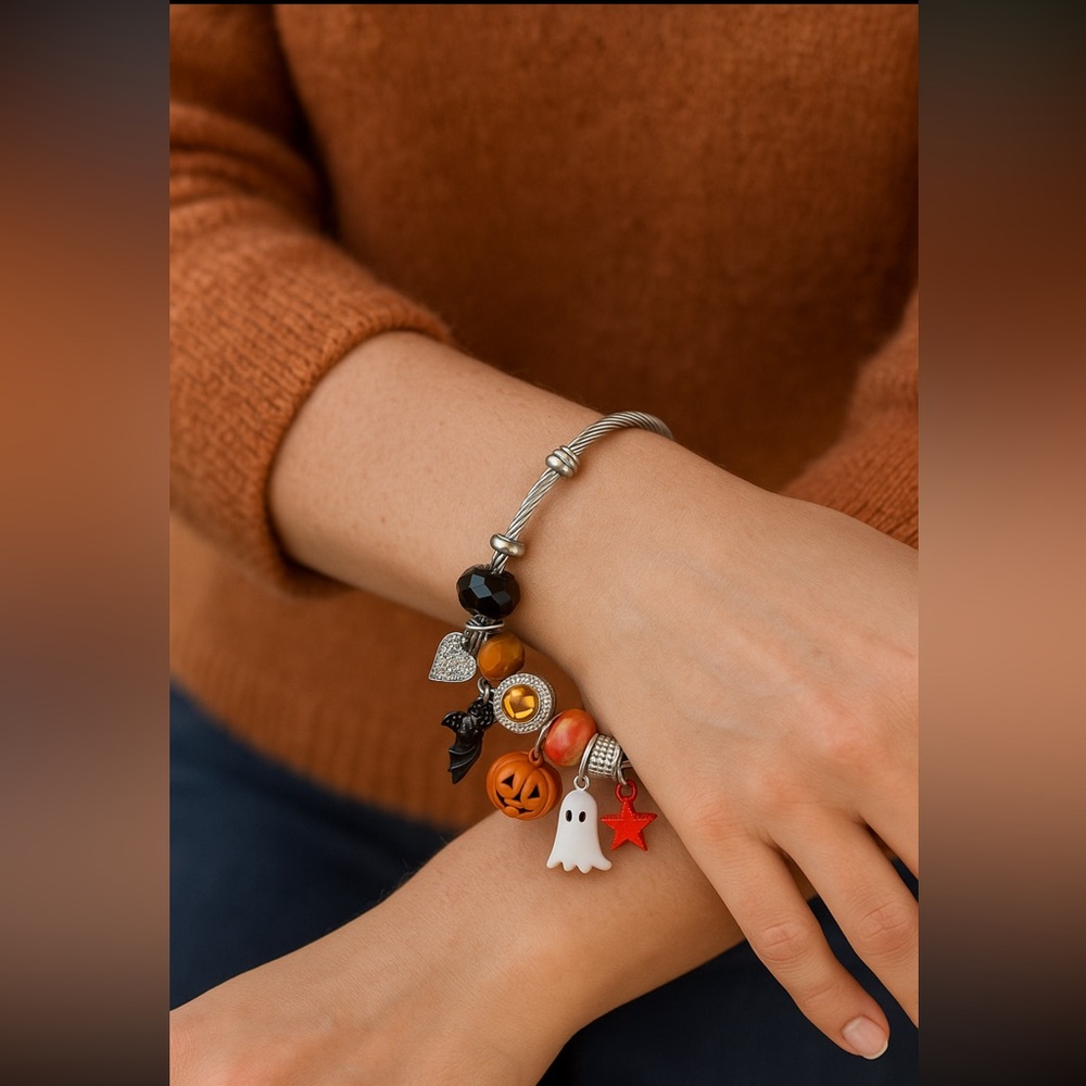 New Halloween Sterling Silver Charm Bracelet